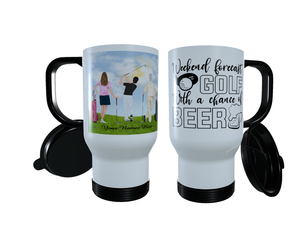Golf Friends Custom Travel Mug, Personalised Travel Mug, Design